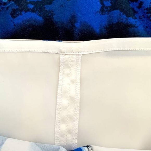 Tahari Sleeveless Blue Abstract Sheath Dress w/ Tie. Colorful Zipper. Size 4 - Picture 6 of 12